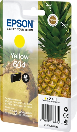 Picture of Tusz Epson Epson 604 Singlepack - 2.4 ml - Gelb - original - Blister mit RF- / akustischem Alarmsignal - Tintenpatrone - fur Expression Home XP-2200, 2205, 3200, 3205, 4200, 4205, WorkForce WF-2910, 2930, 2935, 2950