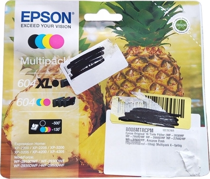 Attēls no Tusz Epson Epson 604/604XL Multipack - 4er-Pack - XL (Schwarz) + Standard-Kapazitat - Schwarz, Gelb, Cyan, Magenta - original - Blister mit RF- / akustischem Alarmsignal - Tintenpatrone - fur Expression Home XP-2200, 2205, 3200, 3205, 4200, 4205, WorkForc