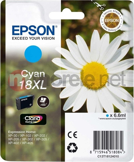 Picture of Tusz Epson tusz T1812 (C13T18124010) Cyan