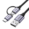 Picture of UGREEN USB-A to Micro USB + USB Type-C Cable 1m Black