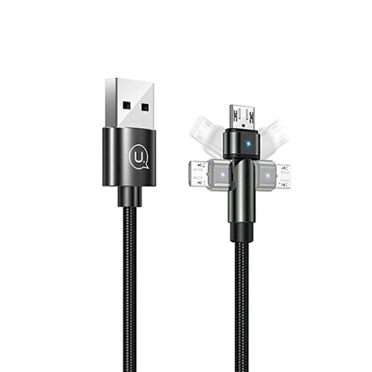 Picture of USAMS Kabel pleciony obrotowy U60 2A microUSB czar