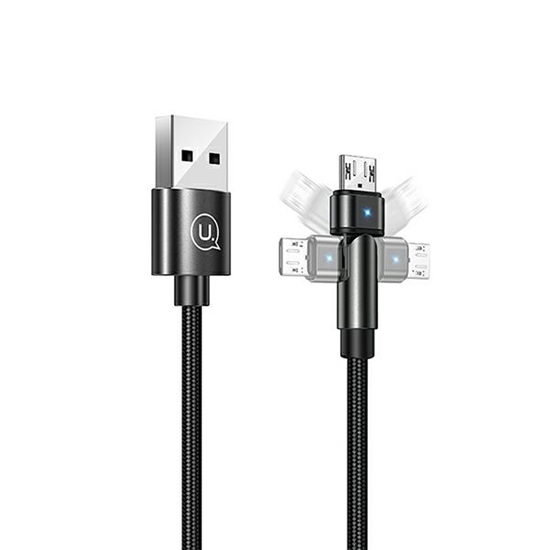 Picture of USAMS Kabel pleciony obrotowy U60 2A microUSB czar