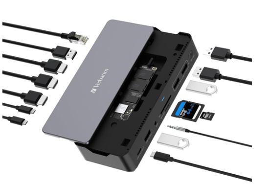 Picture of USB centrmezgls Verbatim USB-C Pro Docking Station 15 in 1 with 256 GB SSD