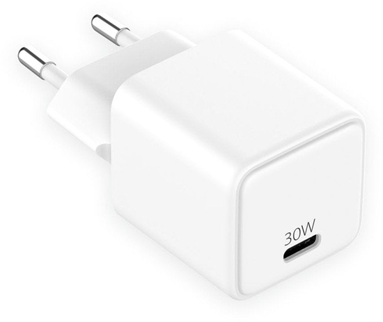 Picture of USB-C GaN Power Adapter 30W, QC 3.0 & PD, for all iPhone, iPad and other USB-C devices, variable charging power (max. 30W), white
