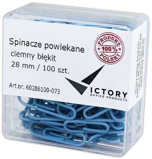 Picture of Victory Office Product SPINACZE BIUROWE VICTORY OFFICE 28MM 100 SZT. OKRGE PASTELOWE CIEMNONIEBIESKIE POJEMNIK PLASTIKOWY