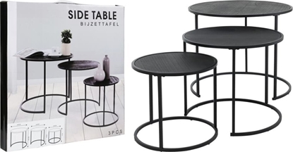 Attēls no vidaXL H&S Collection Zestaw trzech stolików bocznych, czarny