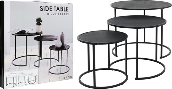 Picture of vidaXL H&S Collection Zestaw trzech stolików bocznych, czarny