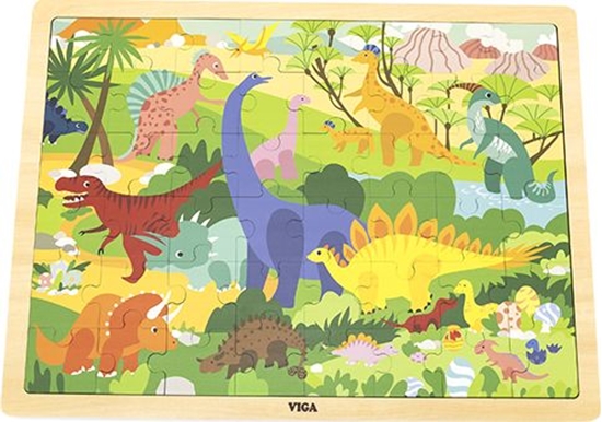 Изображение Viga Viga 44584 Puzzle na podkadce 48 elementów - poznajemy dinozaury