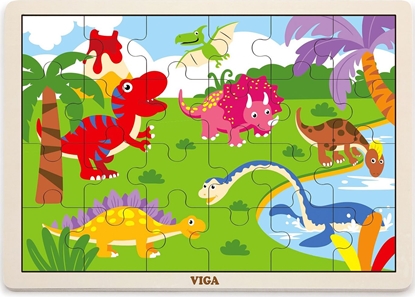 Picture of Viga Viga 51460 Puzzle na podkadce 24 elementy - dinozaury