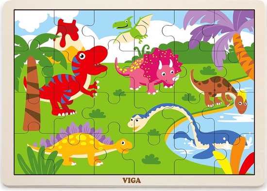 Picture of Viga Viga 51460 Puzzle na podkadce 24 elementy - dinozaury
