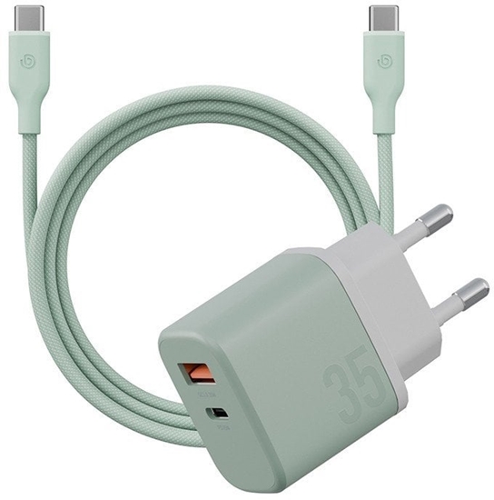 Picture of Wall charger Bazic GoPort Velox Kit USB-C/USB-A GaN 35W with cable green