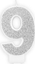 Picture of wieczka urodzinowa, cyferka 9, srebrna brokatowa, 7 cm. uniwersalny