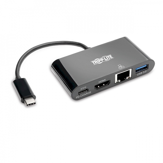 Picture of Wieloportowy adapter USB-C 4K HDMI, port USB-A, GbE, ładowanie PD 60 W, HDCP U444-06N-H4GUBC  Czarny 