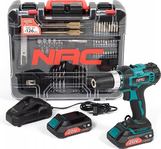 Изображение Wiertarko-wkrtarka NAC CDB2-40-S-LI-20V 20 V 2 x akumulator 2 Ah + zestaw 126 akcesorii