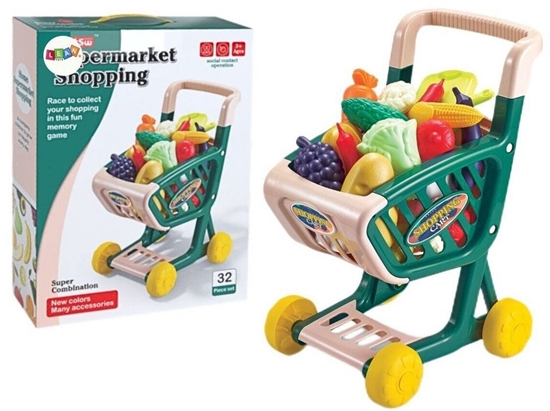 Picture of Wózek Sklepowy Dla Dzieci Zestaw Warzyw i Owoców Zielony LEAN Toys