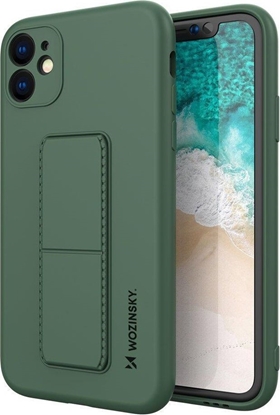Attēls no Wozinsky Wozinsky Kickstand Case elastyczne silikonowe etui z podstawk iPhone 12 Pro Max ciemnozielony