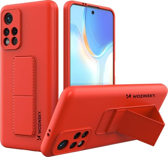 Изображение Wozinsky Wozinsky Kickstand Case elastyczne silikonowe etui z podstawk Xiaomi Poco M4 Pro 5G czerwony