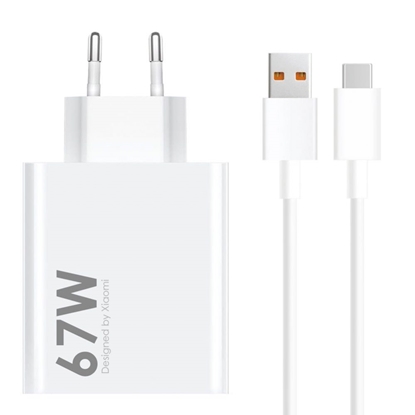 Picture of Xiaomi Xiaomi MDY-14-EW USB-A 67W Travel Charger + USB-C 6A Data Cable White (Bulk)
