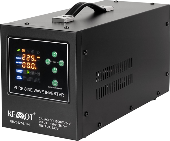 Picture of Zasilacz awaryjny KEMOT PROsinus-1500/24-LFP4 przetwornica z czystym przebiegiem sinusoidalnym i funkcj adowania 24V 230V 1500