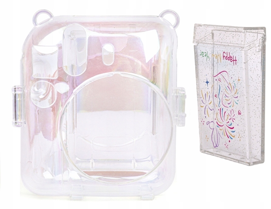 Picture of Zestaw 2w1 Futera Etui Pokrowiec Do Fuji Instax Mini 12 Pudeko Na Zdjcia / Przezroczysty/ Mienicy Si