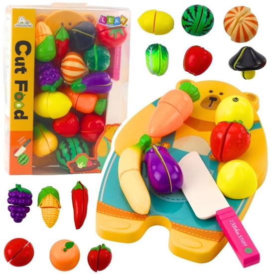 Изображение Zestaw Do Krojenia Owoce Warzywa Deska Nó Akcesoria Edukacyjne Dla Dzieci LEAN Toys