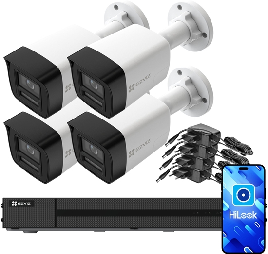 Picture of Zestaw do monitoringu EZVIZ 4x kamera PoE 8Mpx, rejestrator, dysk 2TB