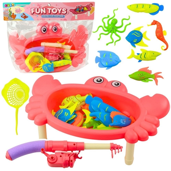 Picture of Zestaw Do owienia Rybek Stolik Krab 10 Rybek Wdka Sitko Róowy LEAN Toys