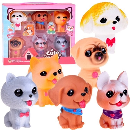 Изображение Zestaw figurki pieski gumowe 6 sztuk szczeniaczki pieski ZA4629 EDUKAMP