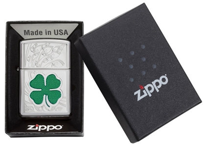 Изображение Zippo Lighter 24699 Clover High Polish Chrome Design