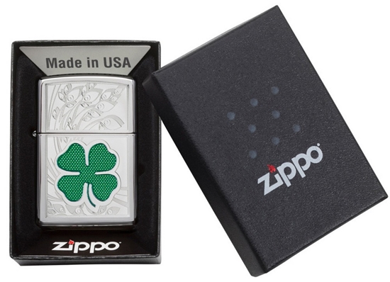 Picture of Zippo Lighter 24699 Clover High Polish Chrome Design
