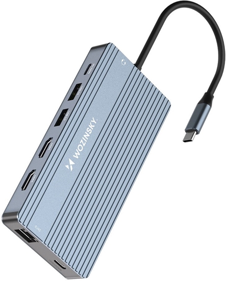 Picture of 14w1 HUB do 3 monitorów USB-A USB-C DisplayPort HDMI RJ45 SD TF mini jack - szary 14w1 HUB do 3 monitorów USB-A USB-C DisplayPort HDMI RJ45 SD TF mini jack - szary