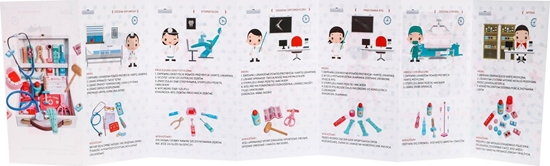 Изображение 1DEA.me Drewniany zestaw Lekarza dla dzieci 3+ Akcesoria 30 el. Ksieczki edukacyjne + Naklejki "Dzielny pacjent"