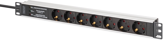 Изображение 1U Alu PDU,Rackmount.,7x Safety outlet 16A,230VAC,50/60Hz,Surge protection,Line Filter
