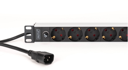 Picture of 1U Alu PDU,rackmount.,9x CEE 7/7 outlet 10A Plug, 250VAC 50/60Hz, IEC C14 plug, pre-fuse