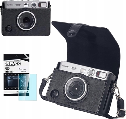 Изображение 2w1 Etui Pokrowiec Futera Case + Osona / Szko Na Lcd Szko Do Fujifilm Instax Mini Evo