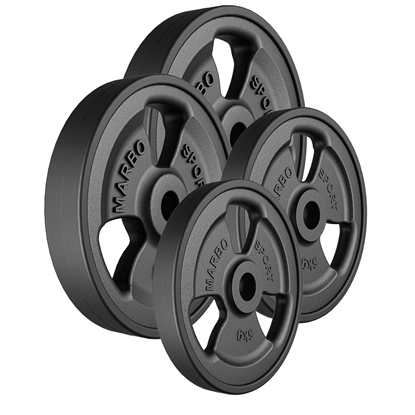 Attēls no 30mm svara diski Tri-Grip rubberized cast iron weight plates set 30 kg / 2 x 10 kg + 2 x 5 kg - Marbo Sport