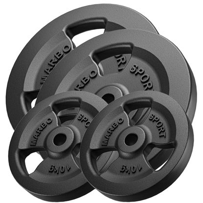 Picture of 30mm svara diski Tri-Grip weight plates made of cast iron set 60 kg / 2 x 20 kg + 2 x 10 kg - Marbo Sport