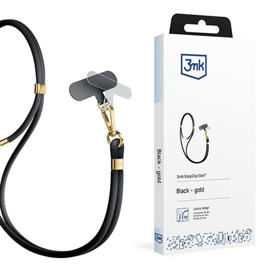 Изображение 3MK Smycz do telefonu - EasyClip Elite - Czarny (gold)