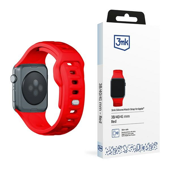 Изображение 3MK Silicone Watch Strap czerwony|red dla Apple Wa