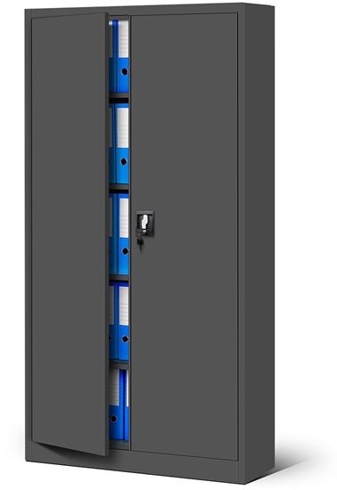 Picture of Abschließbarer Aktenschrank für Büro JAN, 900 x 1850 x 400 mm, anthrazit