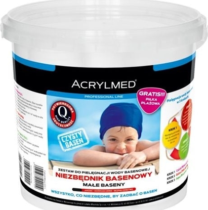 Picture of Acrylmed Zestaw Basenowy - Wiaderko 3 x 0,5 l (Calcid pH Minus + Extra Chlor + Aqua Biocyd G-1 + pika plaowa gratis)