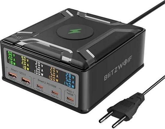 Picture of adowarka Blitzwolf Stacja adujca Blitzwolf BW-S28 260W, 2xUSB-A, 3xUSB-C, 15W (czarna)