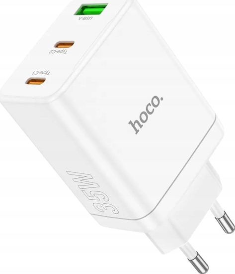 Изображение adowarka Hoco HOCO adowarka sieciowa 2 x Typ C + USB A PD QC3.0 3A 35W N33 biaa