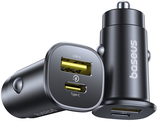 Picture of adowarka samochodowa Baseus GoTrip USB-C / USB-A 30W - czarna