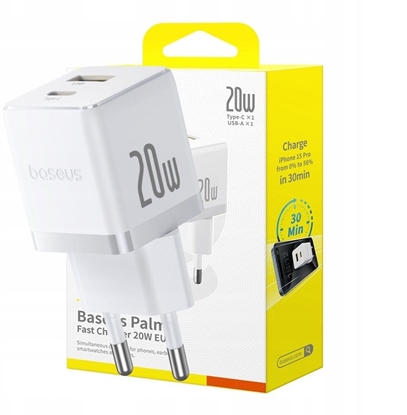 Picture of adowarka sieciowa Baseus Palm 20W USB-A, USB-C biaa