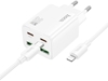 Picture of adowarka Hoco adowarka sieciowa do telefonu Hoco 2 x USB C + 2 x USB A QC3.0 PD 3A 20W + kabel USB C do Lightning N55 biaa