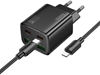 Picture of adowarka Hoco adowarka sieciowa do telefonu Hoco 2 x USB C + 2 x USB A QC3.0 PD 3A 20W + kabel USB C do Lightning N55 czarna