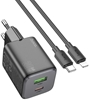 Picture of adowarka Hoco adowarka sieciowa do telefonu Hoco USB A + USB C QC PD 3A 20W + kabel USB C do Lightning N41 czarna