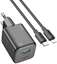 Изображение adowarka sieciowa do telefonu Hoco USB A + USB C QC PD 3A 20W + kabel USB C do Lightning N41 czarna