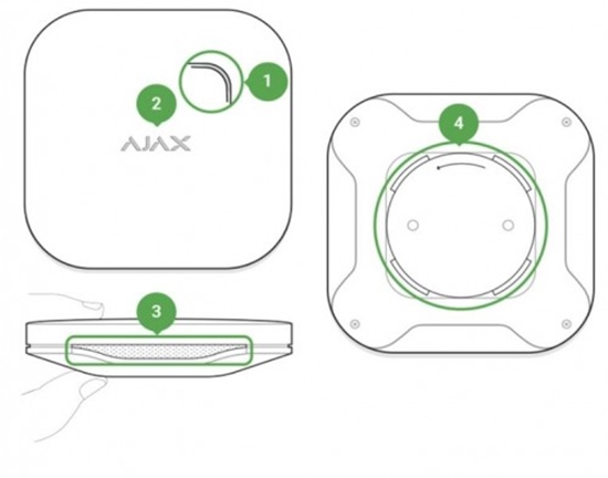 Изображение Bezvadu dūmu detektors Ajax FireProtect Jeweller artemperatūras un dūmu sensoriem IP40 balts